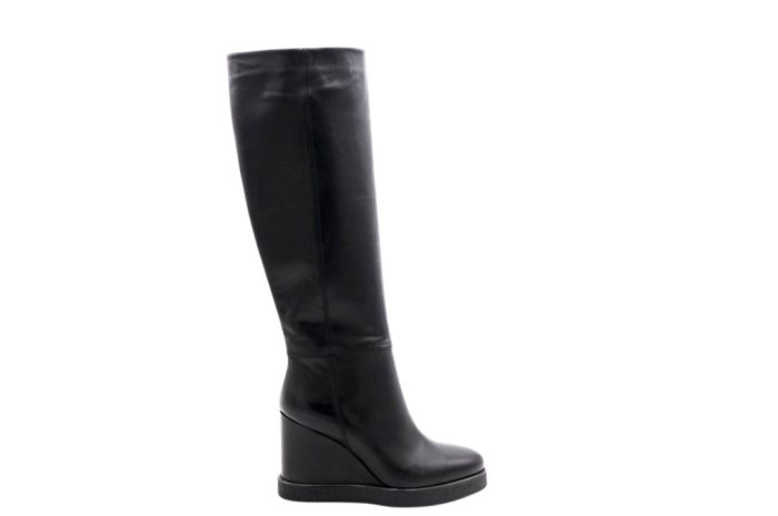Stivale zeppa pelle nero Loredana