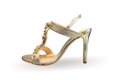 Sandalo elegante Laminato Platino scarpe da donna con il tacco (1)