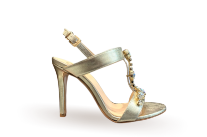 Sandalo elegante Laminato Platino scarpe da donna con il tacco (1)