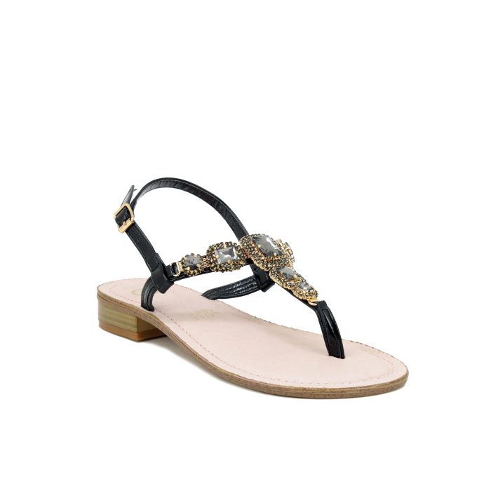 Sandalo Positano Nero tacco basso Queen Helena sandalo comodo per la donna Y3028_BLACK3 (2)