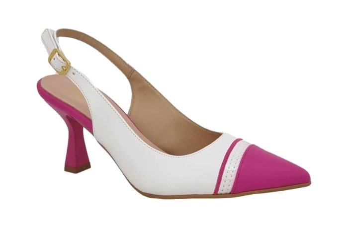 Chanel Bianche con puntale Fuxia Chiaro "Madame"