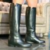 Stivale alto nero liscio Dora stivale in pelle made in italy per la donna sportiva e casual