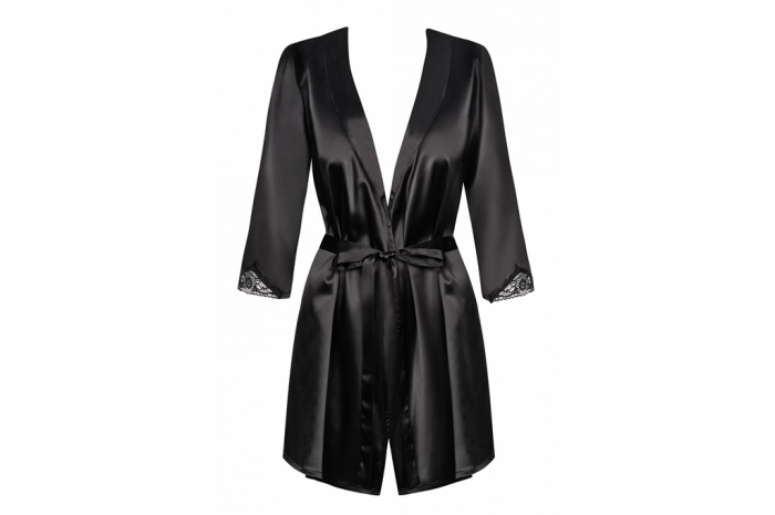 Vestaglia raso nero <br><b>Obsessive Satinia</b>