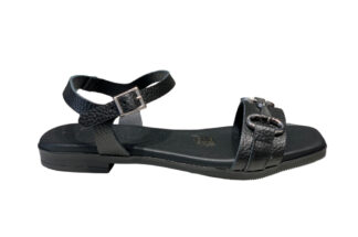 Sandalo basso Nero con fibbia vera pelle Aurora - oh! my sandals (1)