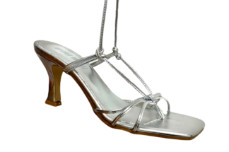 Sandalo infradito argento con lacci alla caviglia Rachele sandali eleganti per la donna comodi (1)