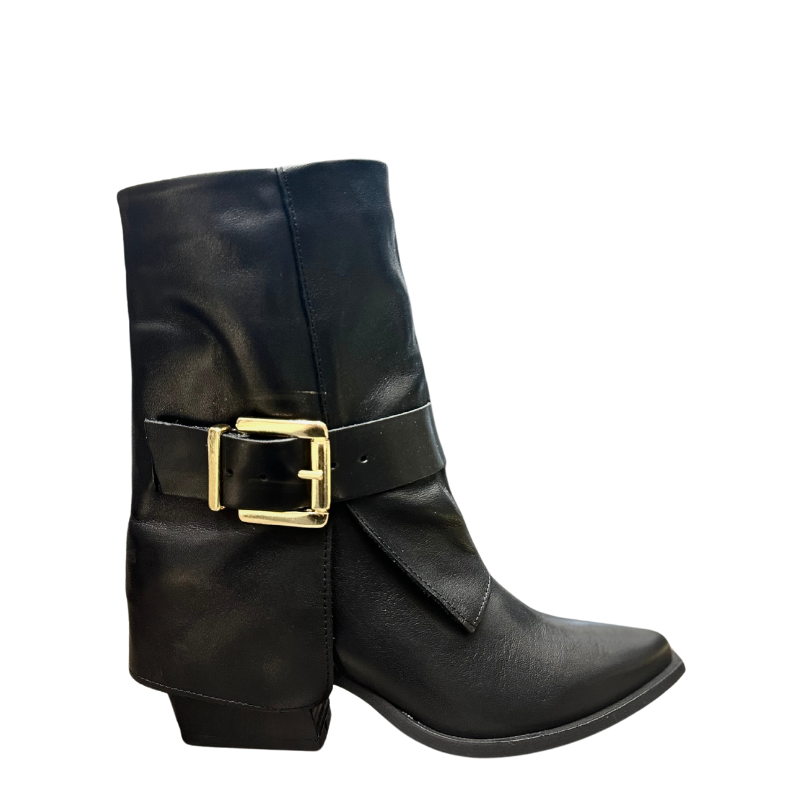 Stivaletto Nero Stile Texano Vera Pelle Isa