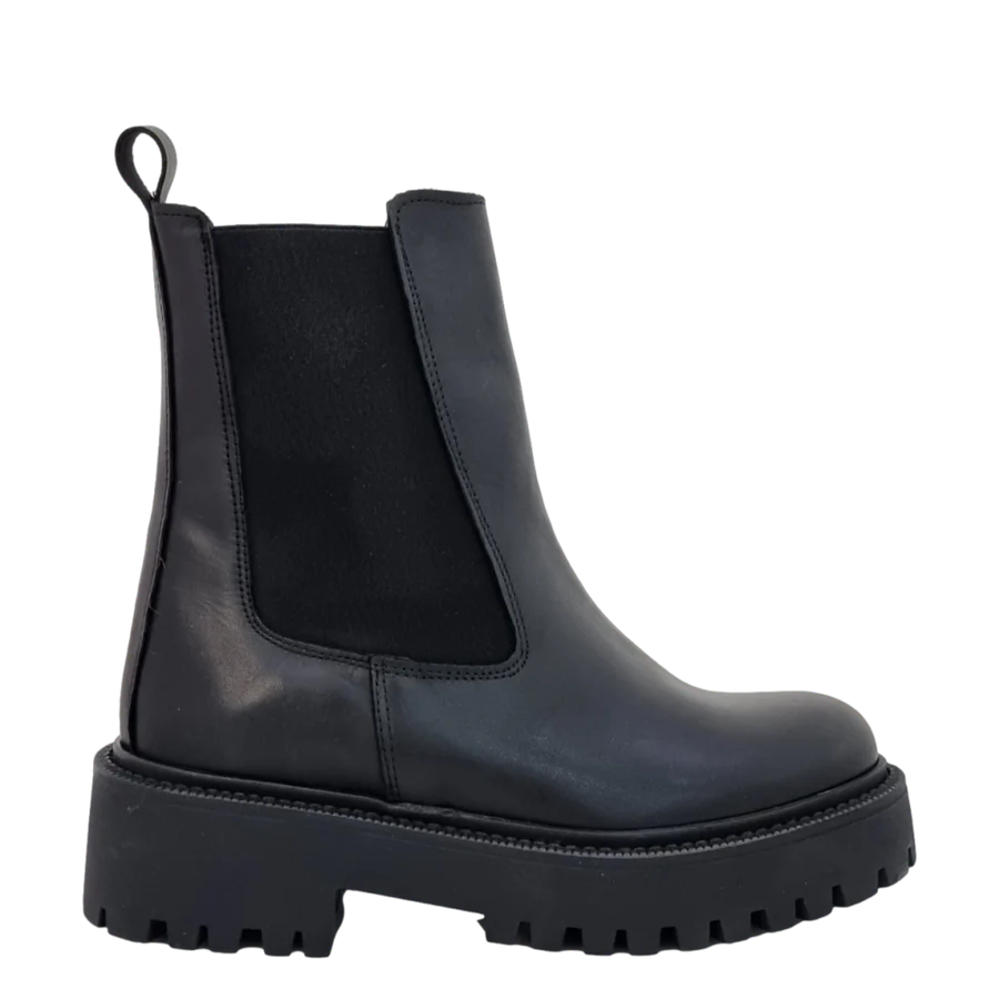 Stivaletto Nero Vera Pelle Chelsea