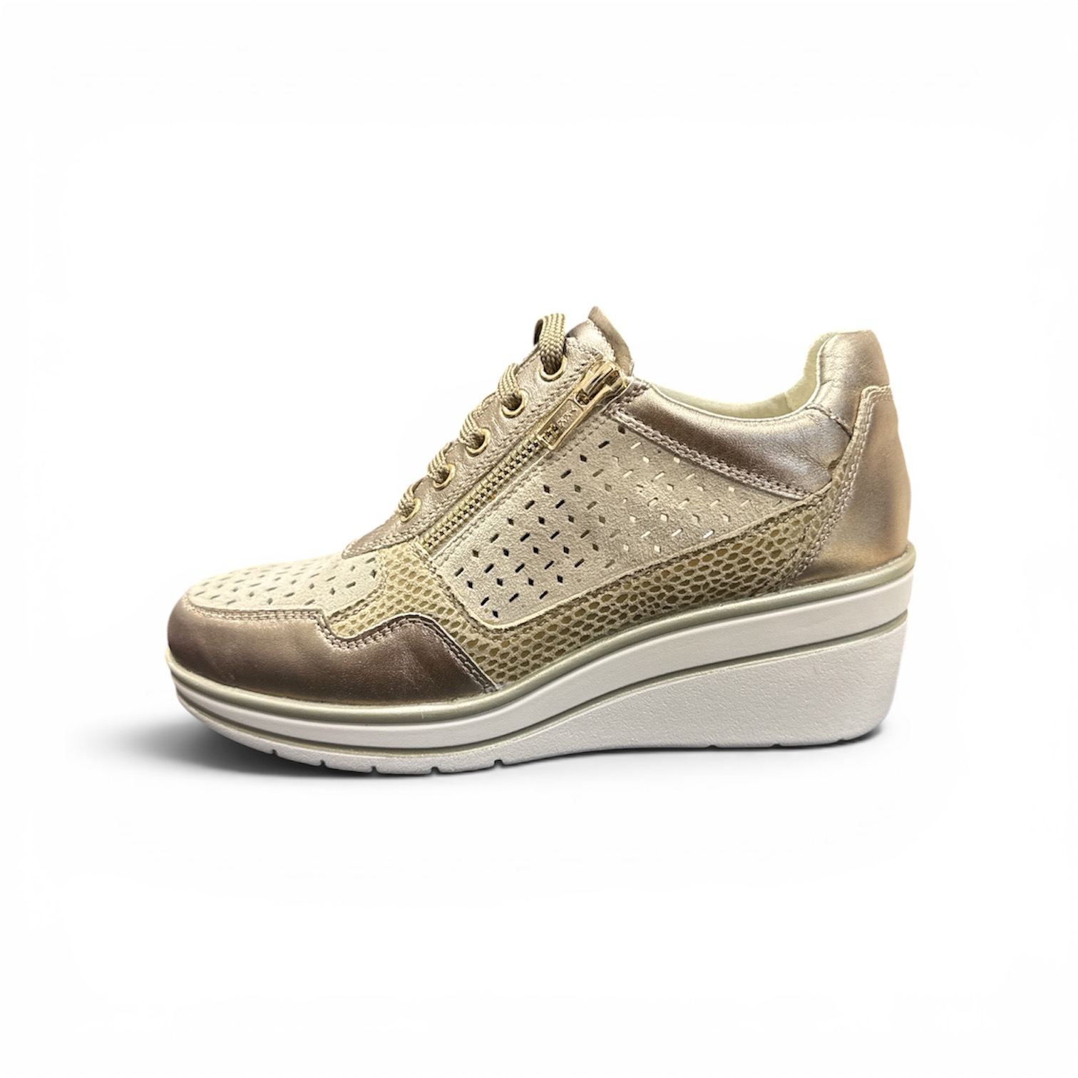 Sneaker con platform bronzo beige Bluerose
