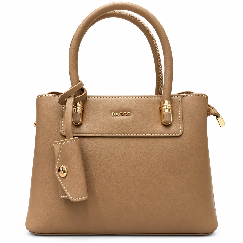 Borsa Bagco Clara a mano beige in ecopelle, vista frontale