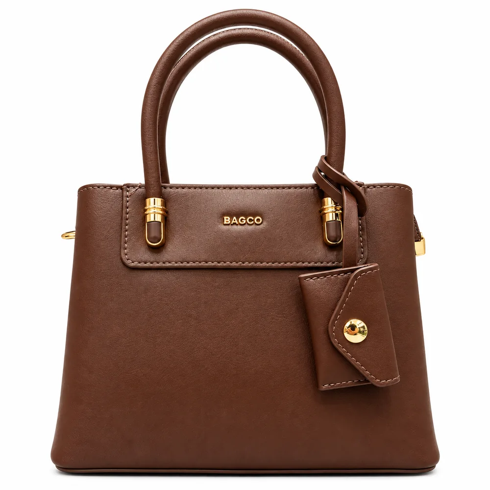Borsa Bagco Clara a mano marrone in ecopelle, vista frontale