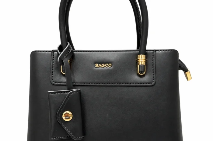 Borsa Bagco Clara nera in ecopelle, vista frontale
