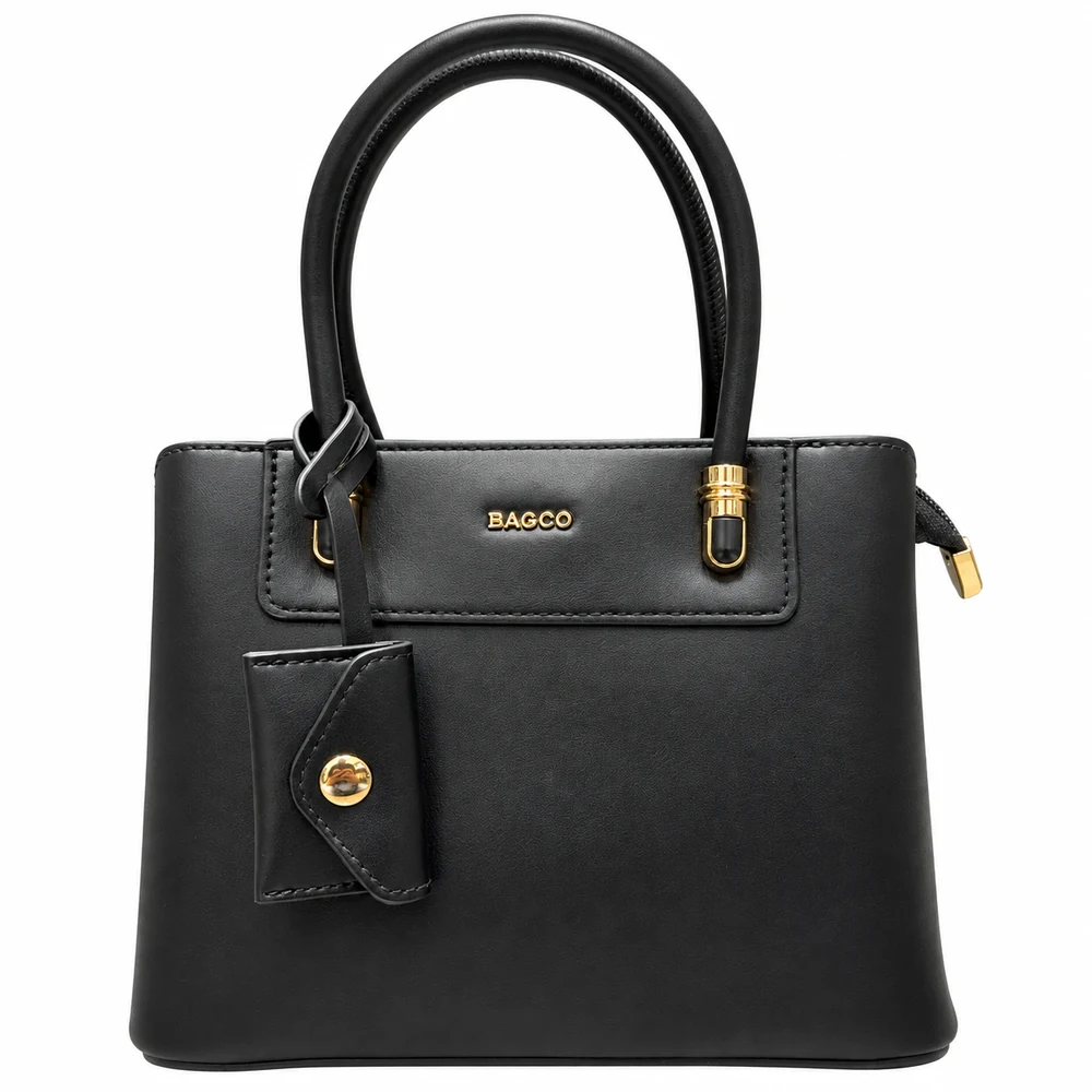 Borsa Bagco Clara nera in ecopelle, vista frontale