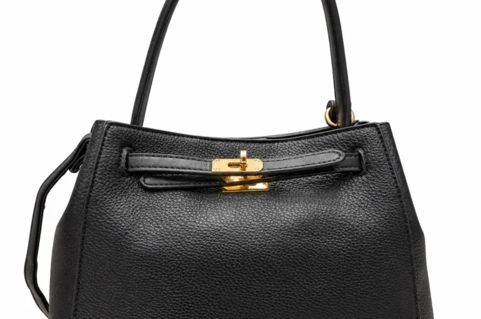 Borsa Coconuda Diana nera in ecopelle, vista frontale