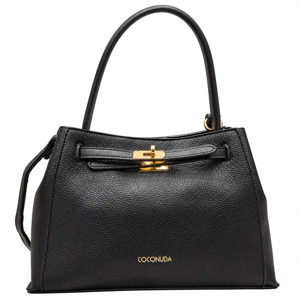 Borsa Coconuda Diana nera in ecopelle, vista frontale