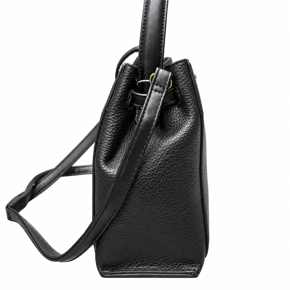 Borsa Coconuda Diana nera in ecopelle, vista laterale
