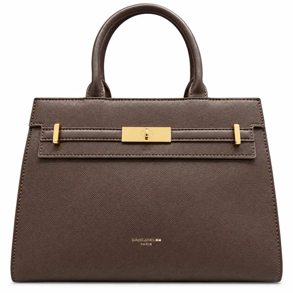 Borsa con manico e tracolla David Jones marrone, frontale
