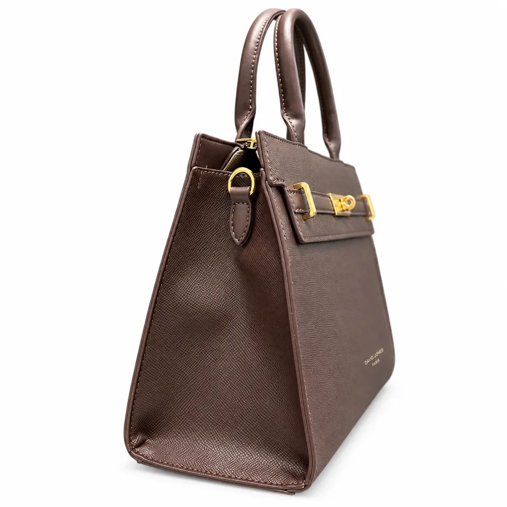 Borsa con manico e tracolla David Jones marrone, laterale