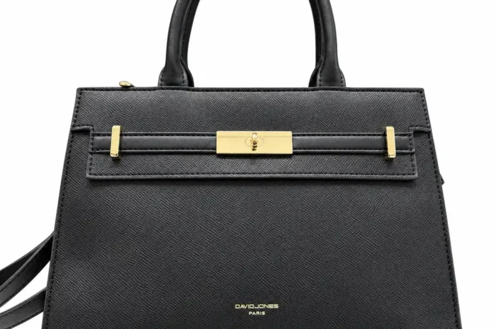 Borsa con manico e tracolla David Jones nera, frontale