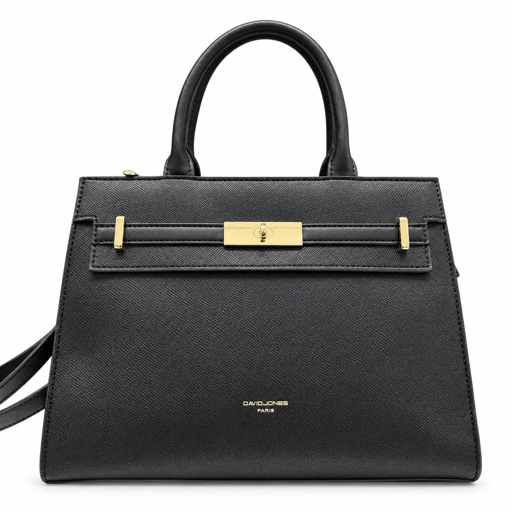 Borsa con manico e tracolla David Jones nera, frontale