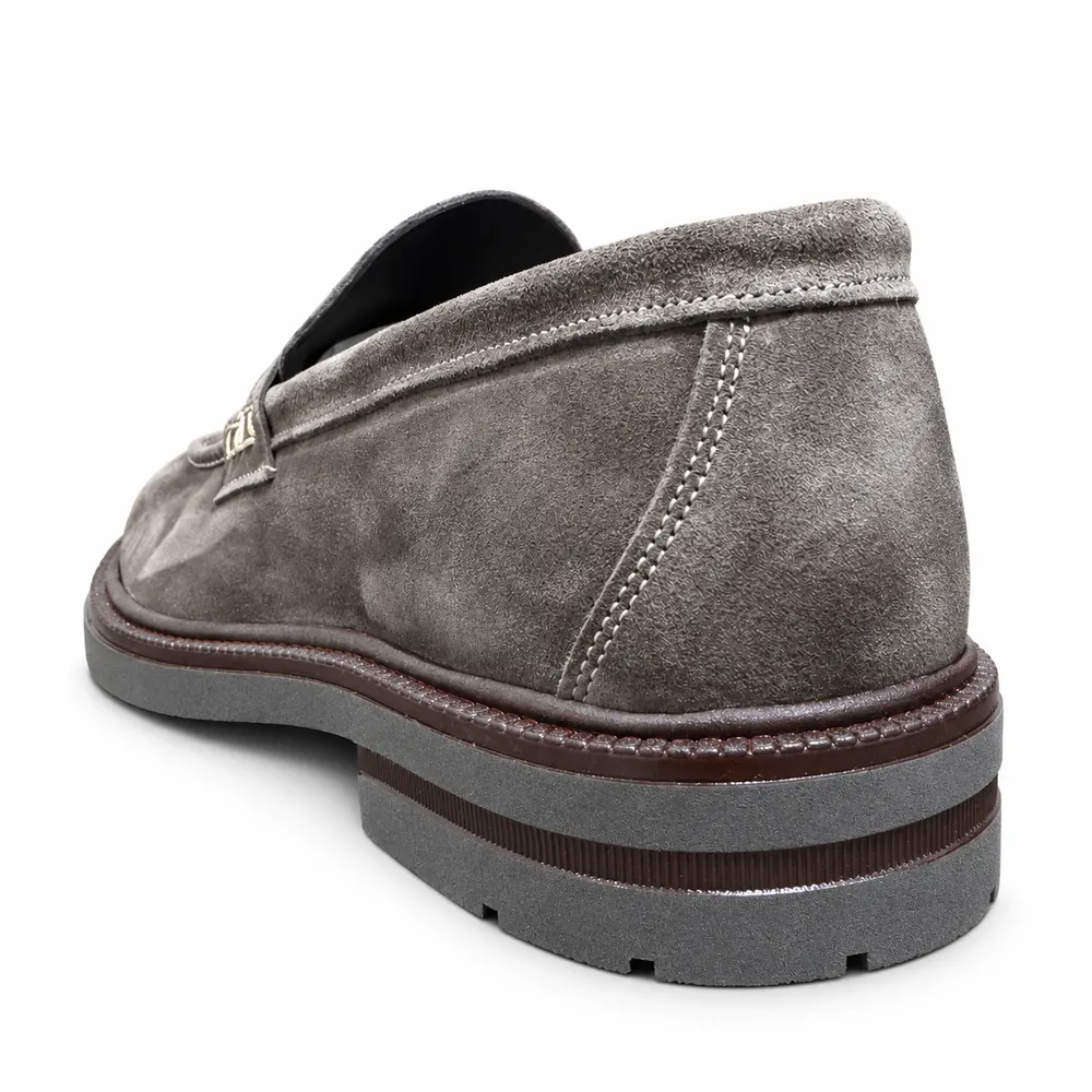 Mocassino uomo Dario camoscio grigio retro in vera pelle