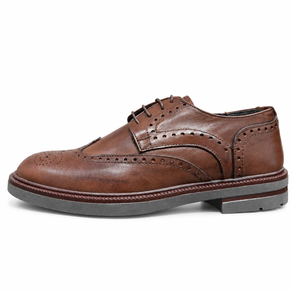 Scarpe stringate uomo Oxford Leandro marroni, vista laterale