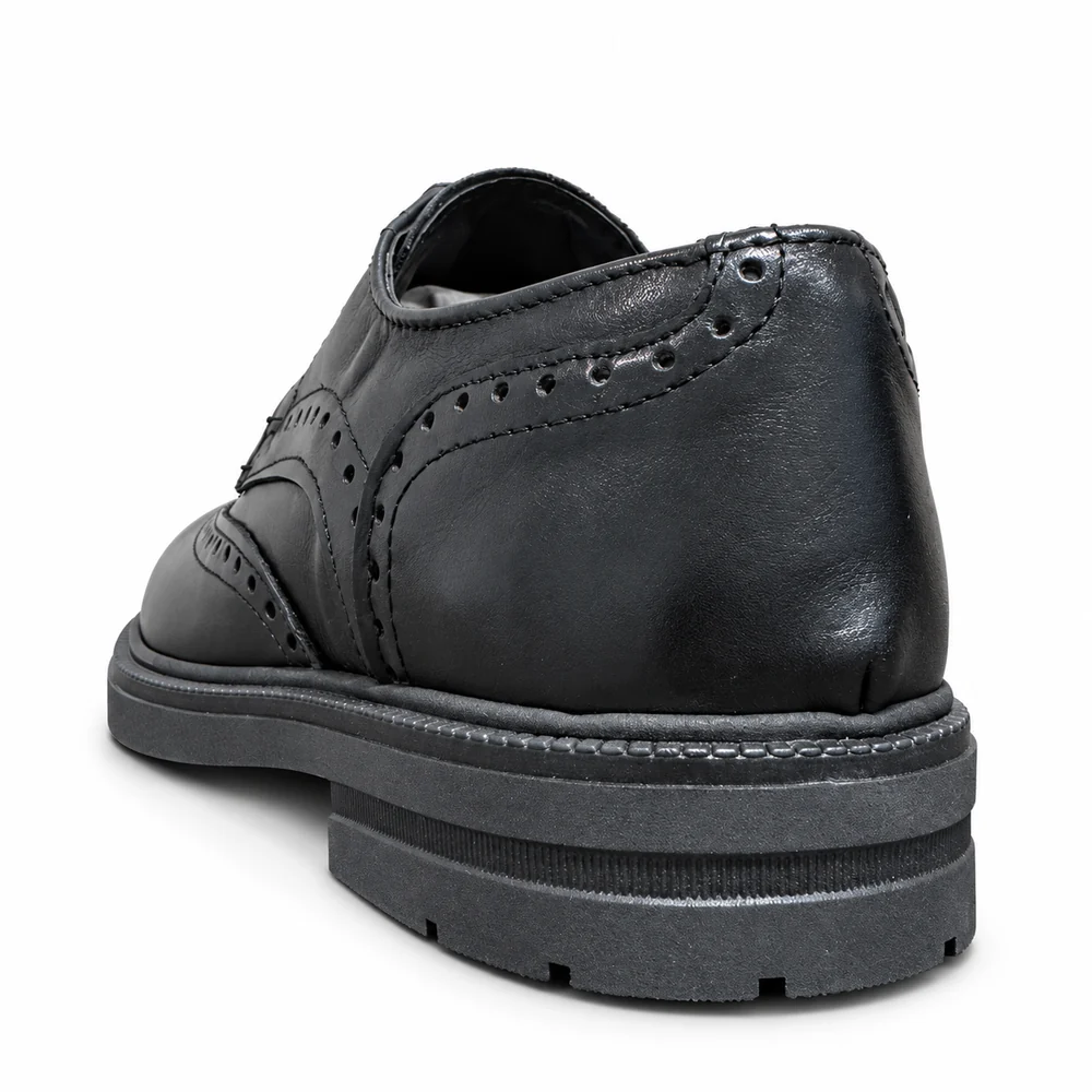 Scarpe stringate uomo Oxford Leandro nere, vista posteriore
