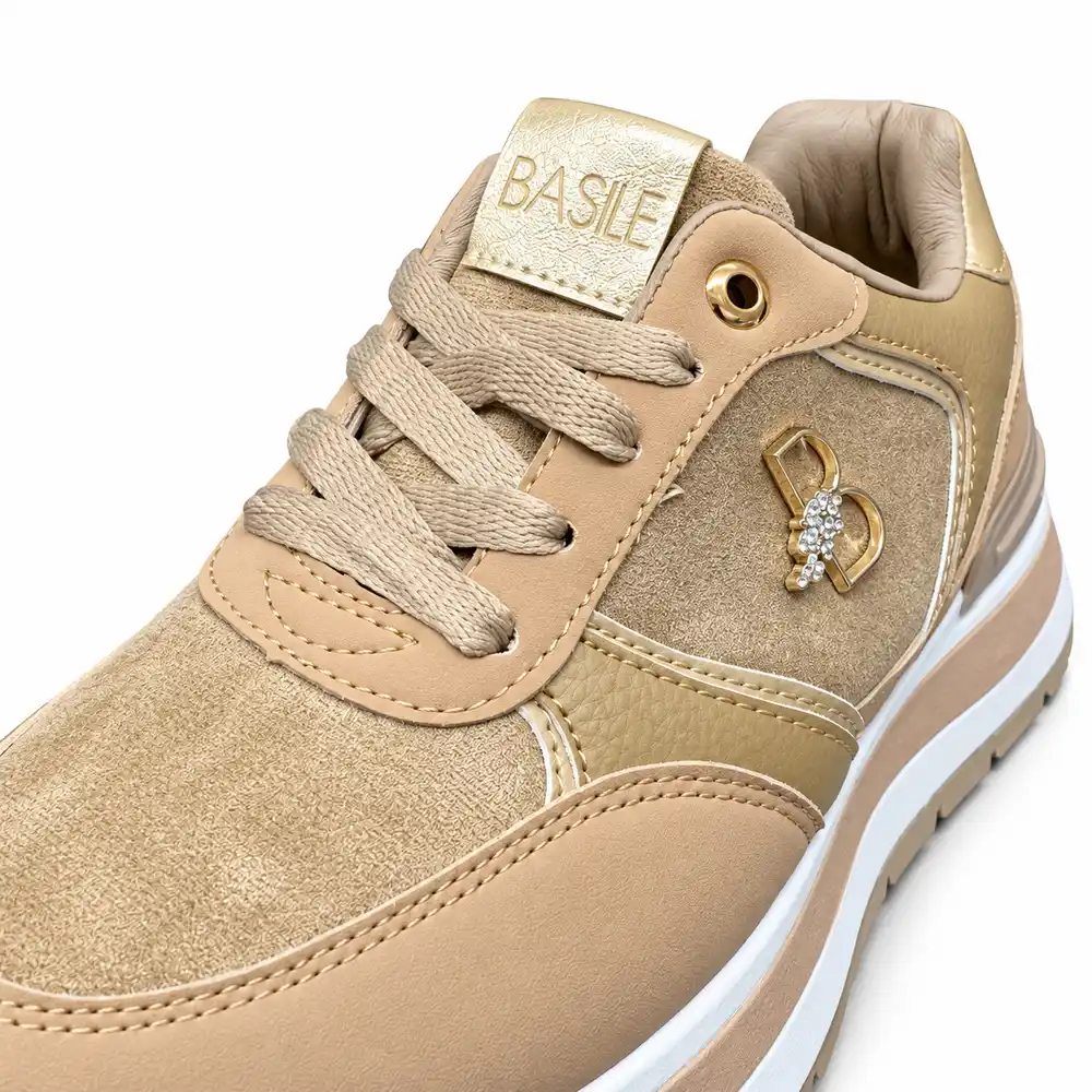 Sneakers donna Basile beige Noemi – dettaglio logo