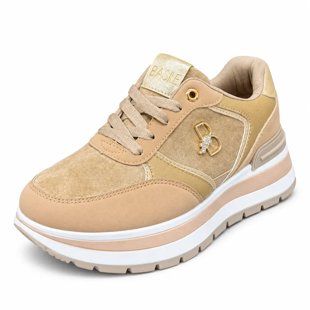 Sneakers donna Basile beige Noemi – vista frontale