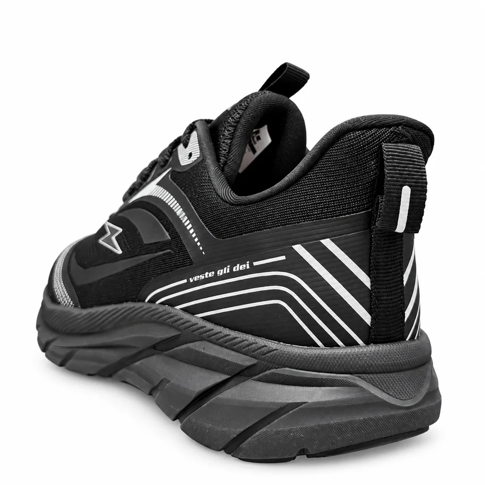 Sneakers uomo Zeus nere in tessuto, retro