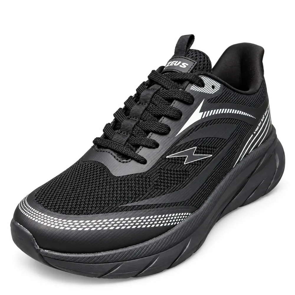 Sneakers uomo Zeus nere in tessuto, tre quarti