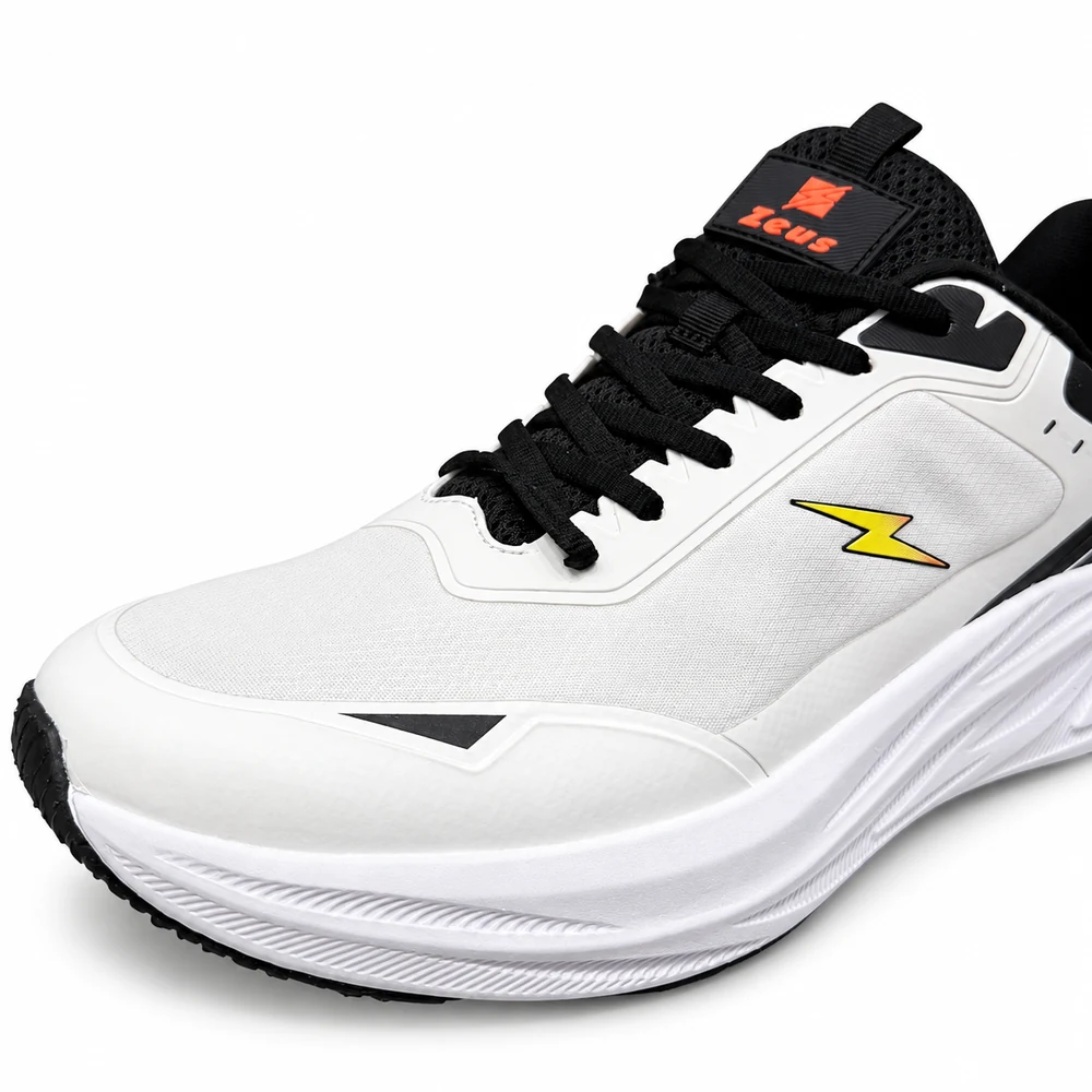 Sneakers Zeus Tech bianche in tessuto da uomo, dettaglio tomaia