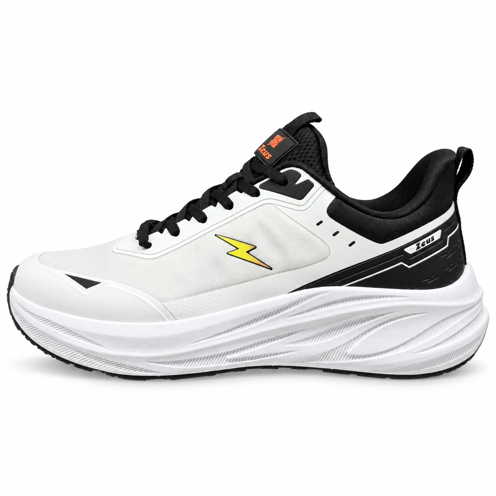 Sneakers Zeus Tech bianche in tessuto da uomo, laterale sinistra