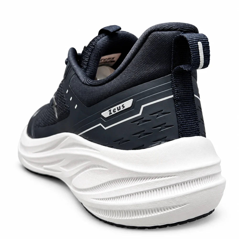 Sneakers Zeus Tech blu in tessuto da uomo, vista posteriore