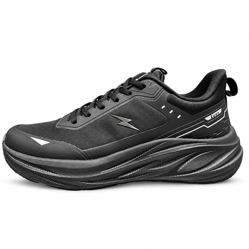 Sneakers Zeus Tech nere in tessuto da uomo, laterale sinistra