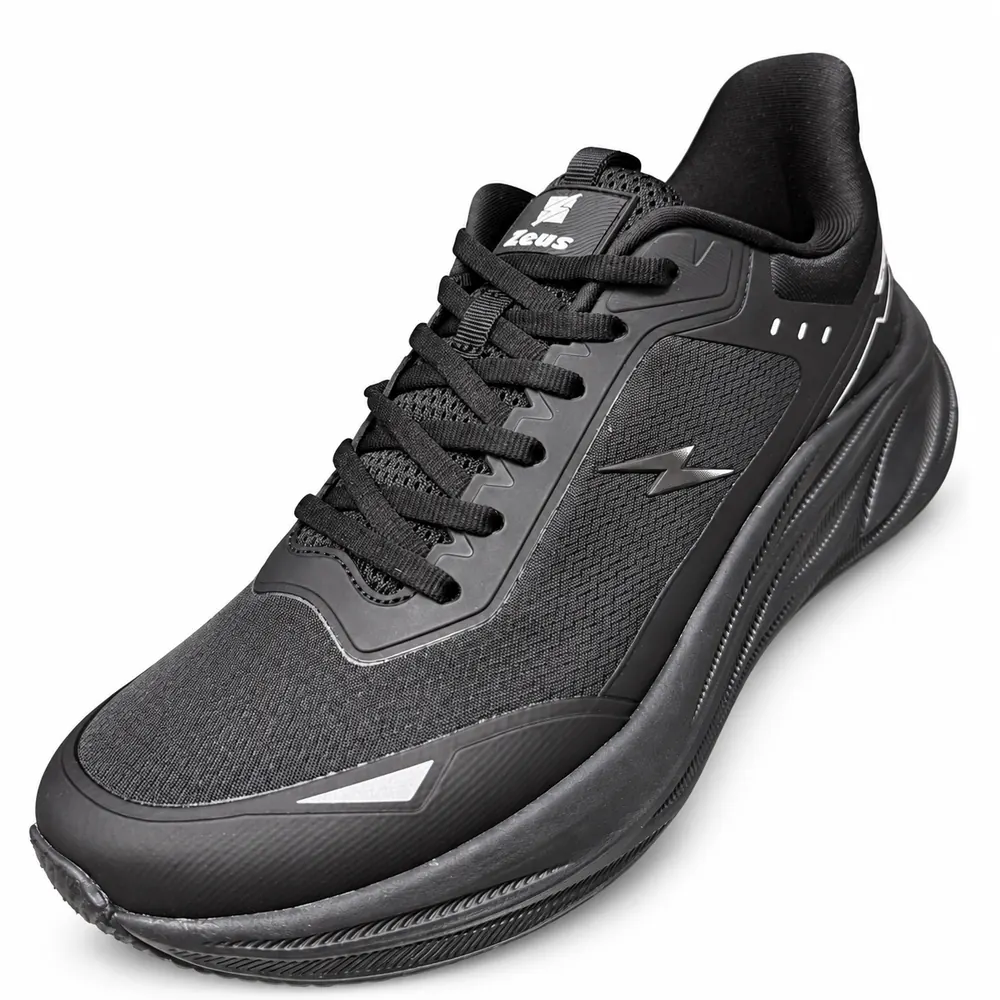 Sneakers Zeus Tech nere in tessuto da uomo, tre quarti