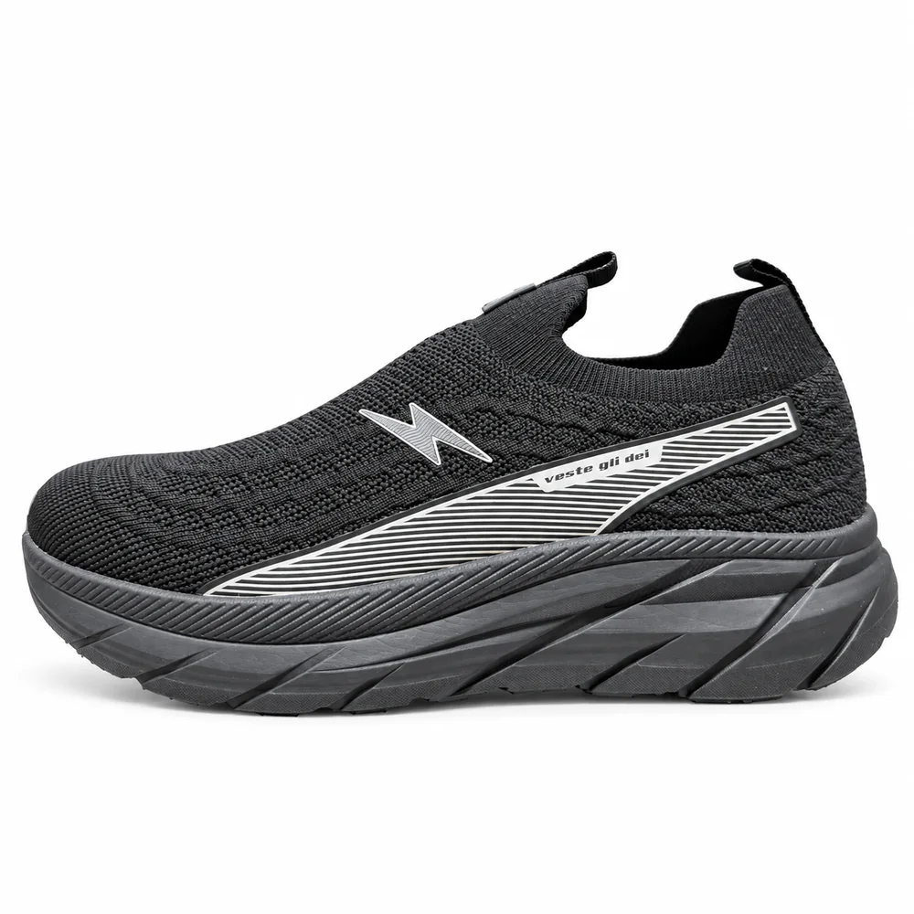 Sneakers Zeus slip-on nere Irene da donna, laterale sinistra