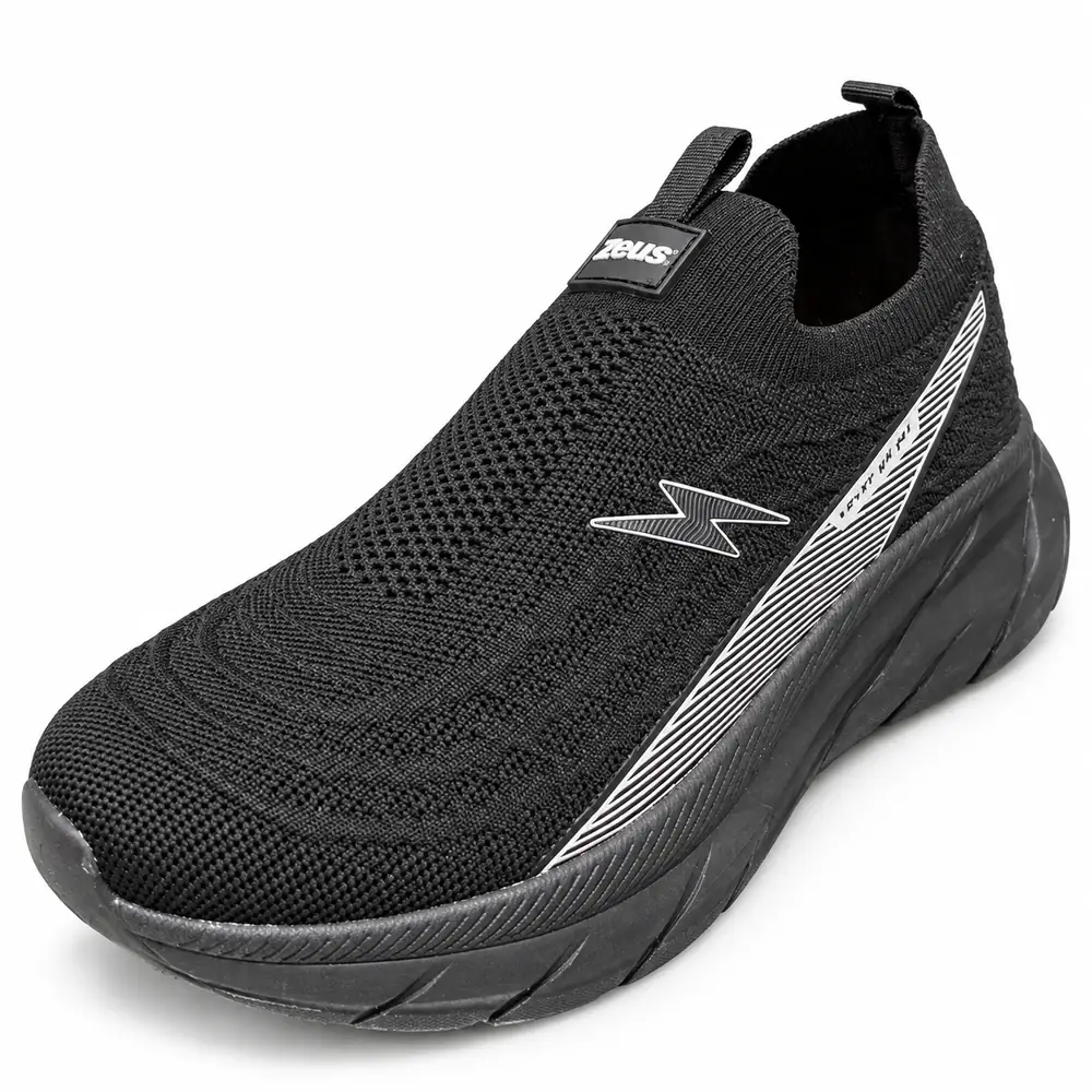 Sneakers Zeus slip-on nere Irene da donna, tre quarti