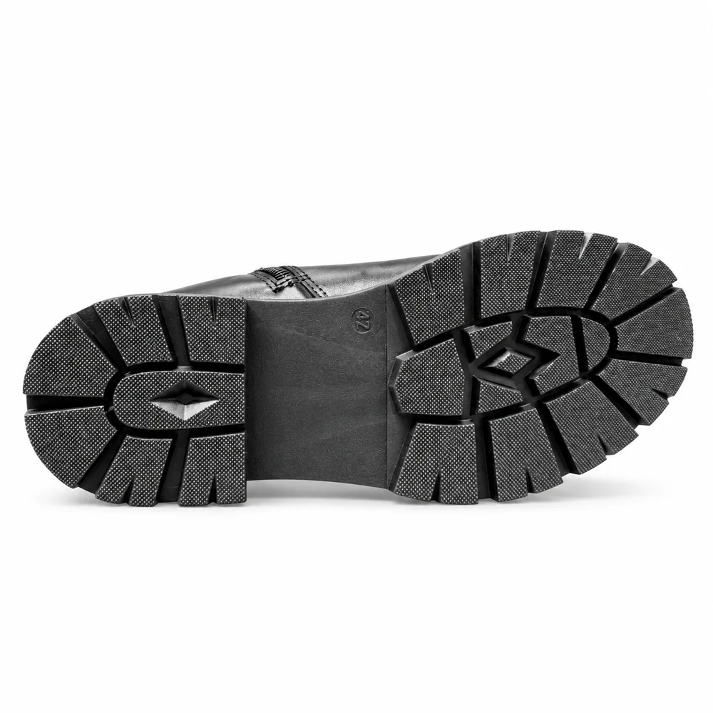 Stivaletto nero con zip Nadia in vera pelle, battistrada