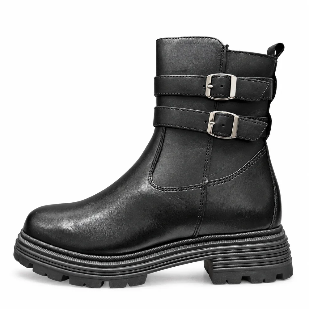 Stivaletto nero con zip Nadia in vera pelle, laterale sinistra