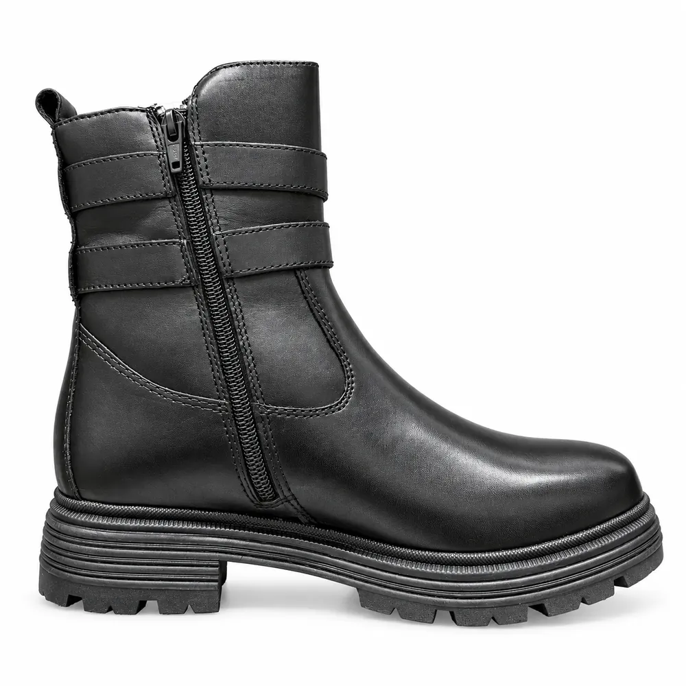 Stivaletto nero con zip Nadia in vera pelle, lato zip
