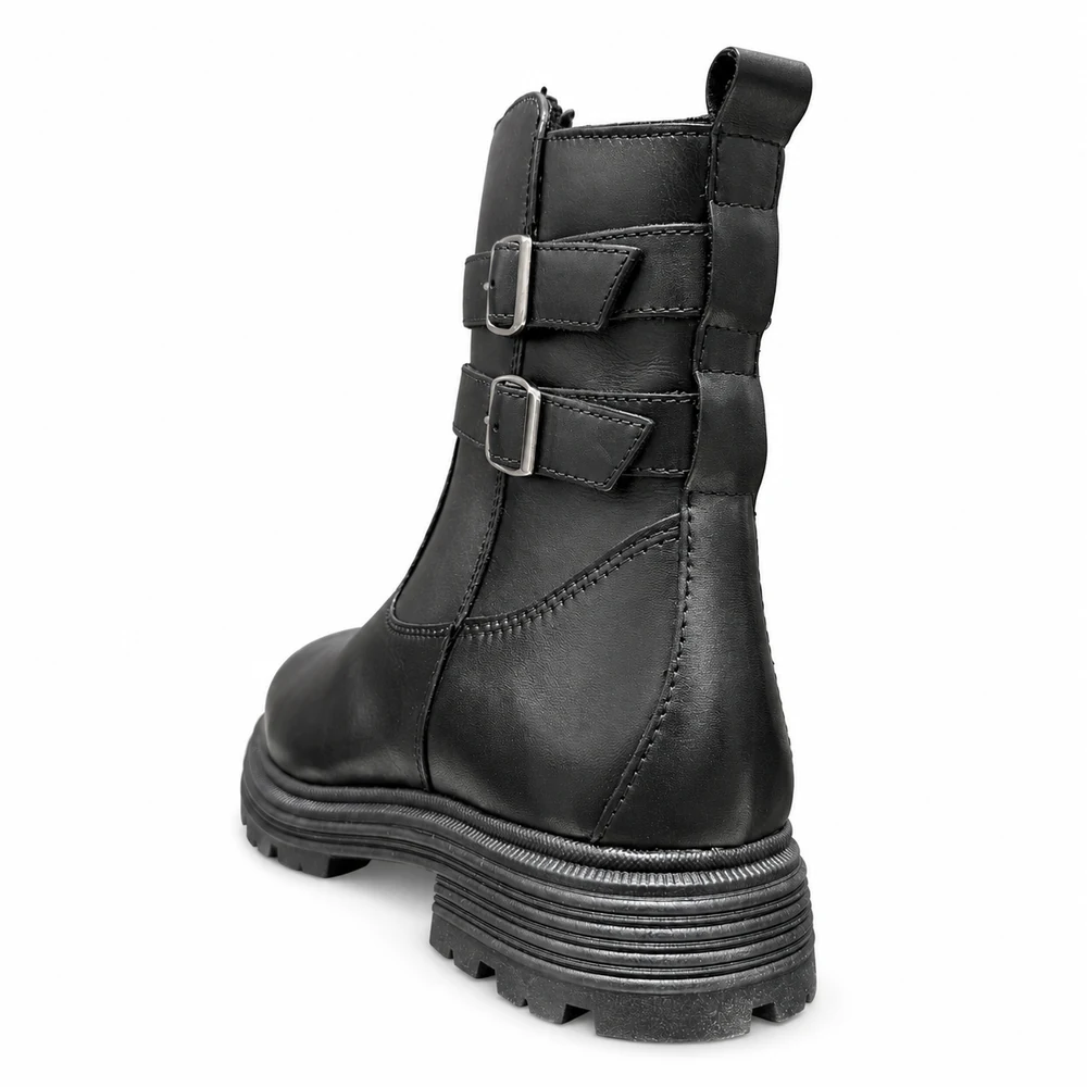 Stivaletto nero con zip Nadia in vera pelle, retro