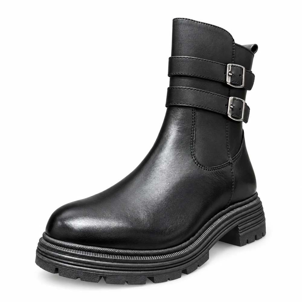 Stivaletto nero con zip Nadia in vera pelle, tre quarti